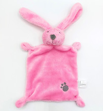 Doudou plat lapin rose NICOTOY SIMBA TOYS empreinte patte nez gris TTBE