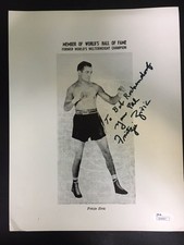 Frtizie Zivic Signed Autographed 8 1/2 x 11 Poster World Welterweight Champ JSA