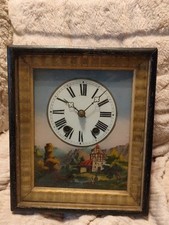 Ancien Pendule Forêt Noire Peinture Tableau  Pendule Murale Napoléon III