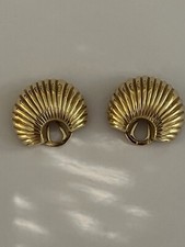 1478- Boucles d'Oreilles Cartier Or Jaune Godronné