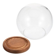 1 ensemble de Cloche de d'affichage en verre avec Base en bois, Globe pour