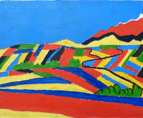 Paysage abstrait huile sur - huile,