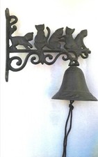 CLOCHE MURALE 5 PETITS CHATS EN FONTE