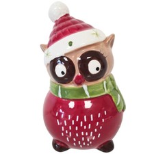 Tirelire chouette rouge en céramique 14.5 cm