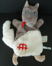 P4. DOUDOU PLAT MARIONNETTE KALOO LOUP NOPNOP gris blanc champignon ETAT NEUF*