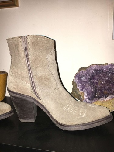 Bottines cuir gratté - cuir,