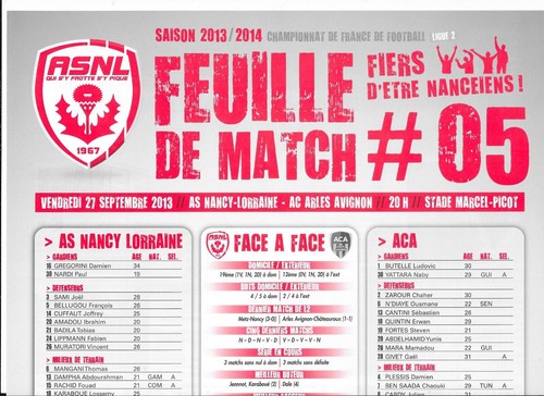 Feuille match asnl - feuille,