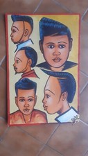 Enseigne de coiffeur africain XX Art Populaire Afrique Ouest Signé PAP Barber 