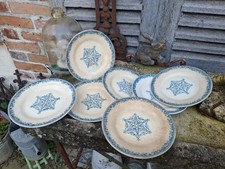 7 assiettes a dessert CREIL ET MONTEREAU Terre de Fer "guirlande" fin XIX ème