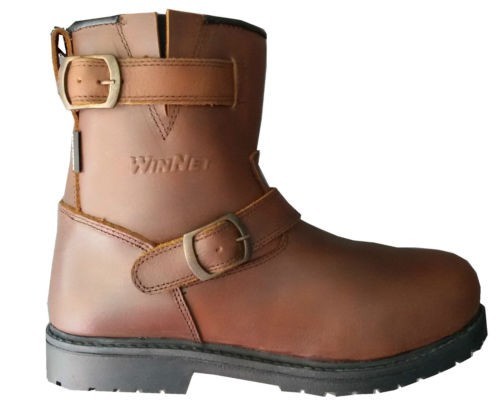Bottes moto cuir marron - en,