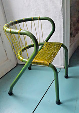 Fauteuil enfant scoubidou vert/jaune vintage.