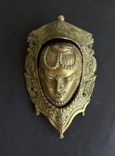 Ancien mascaron coin récupérateur de billard bronze orientaliste tête femme XIX