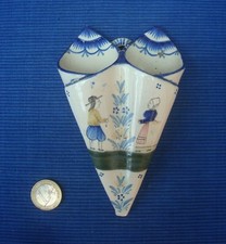 V66 Bouquetière Double HB Quimper Faience Décor Breton Bretonne Couple TBE