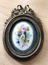 Miniature sur porcelaine XIXème bouquet de fleurs bel encadrement 