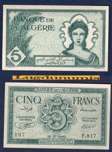 Algérie francs 11 1942 - algérie, 16/11/1942