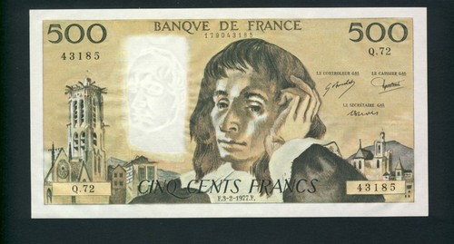Billet 500 francs pascal - francs,