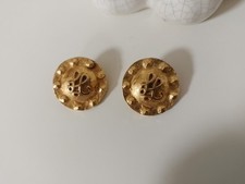 Boucles d'oreilles Inès de la Fressange clips ronds dorés vintage