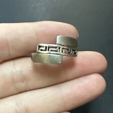 Ancienne Bague En Argent Massif 925 Jonc Alliance Anneaux Créateur Motif Grec