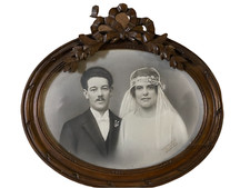 ANCIEN CADRE PHOTO OVALE BOIS
