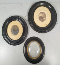 Lot 3 CADRES OVALES Sous Verre Style NAPOLEON III 3 Noir doré 2 Avec Photos D2