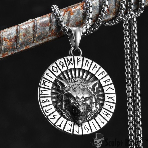 Collier pendentif loup viking