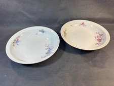 Lot de 2 plats creux de service de table en porcelaine décor floral vintage