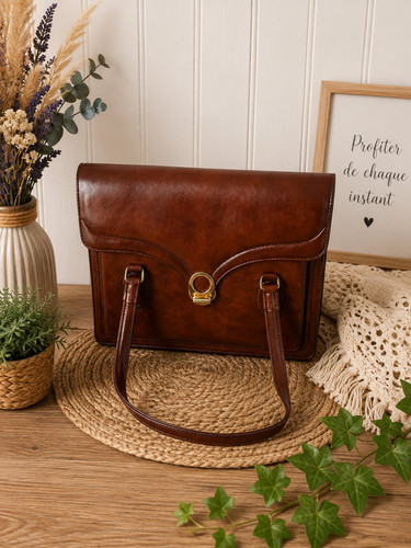 Sac cuir ancien - cuir, couleur
