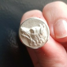 F10I06 tête de loup blanc nacré D17mm bouton de vénerie de chasse d'uniforme 