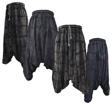 Homme Léger Coton Goutte Entrejambe Génie Noir Patchwork Pantalon Sarouel