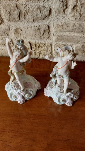Paire angelots porcelaine - paire,