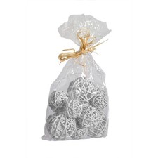 9 boules en rotin argent -