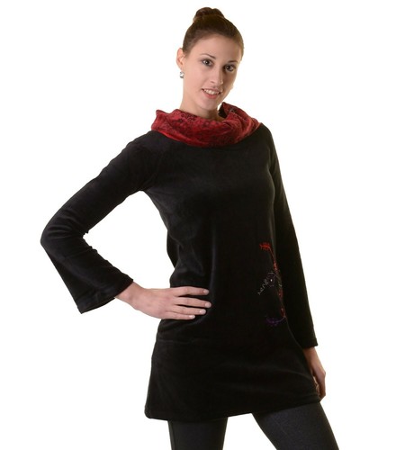 Tunique robe boho col en - à,