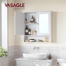 VASAGLE Armoire Murale Salle de Bain Miroir Blanc 56cm Rangement Suspendu