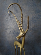 ancienne sculpture métal laiton design zoomorphe gazelle antilope rétro vintage