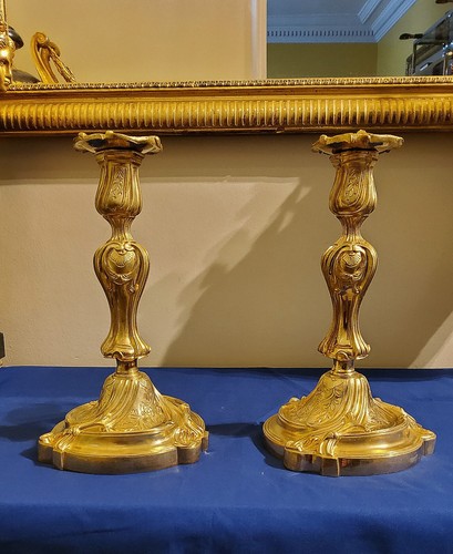 Paire bougeoirs bronzes - paire,