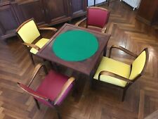 Ensemble 4 fauteuils bridge vintage années 1940 et table bridge