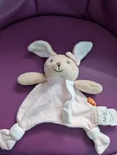 doudou lapin plat rose blanc