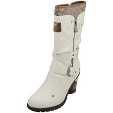 Bottines Mustang Femme Talon Zippée Blanc Élégance