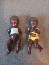 LOT 2 ANCIENS PETITS BAIGNEURS POUPONS NOIRS SNF 11 CM