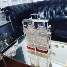 Importante Cave à Whisky Art Déco Métal Argenté/ Cristal Baccarat 1930