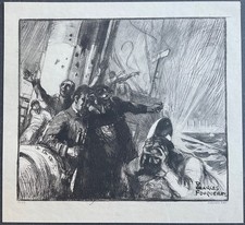 Charles Fouqueray La fin du "Mousquet" (28 octobre 1914) Gravure en noir v. 1920