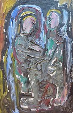 Pierre PERESS (1919-90) HsP Maternité 59x39 cm Jeune Peinture École de Paris