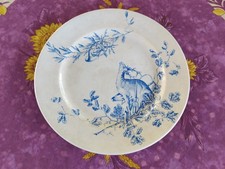 Assiette Plate Terre de Fer Jules Vieillard Bordeaux Service Gibier Cerf Bleu