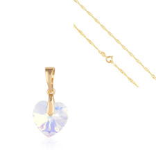 Collier - Femme - Pendentif - Coeur - Cristal - Swarovski - Plaqué Or Jaune 750