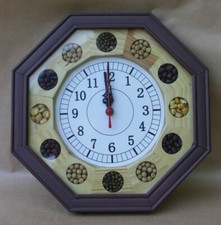 Horloge pendule murale à aiguilles octogonale en bois verre graines pour cuisine