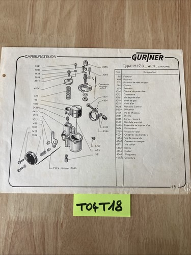 Gurtner carburateur h17d - carburateur,