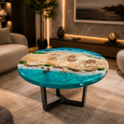 Ocean epoxy resin coffee - resin, table