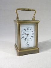 ANCIENNE PETITE PENDULETTE DE VOYAGE REVEIL LAITON VERRE BISEAUTE NAPOLEON III