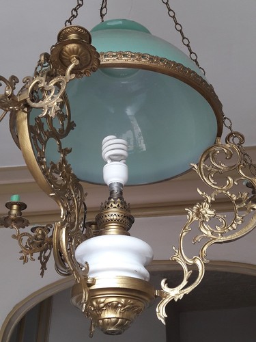 Lustre salon opaline verte - lustre,