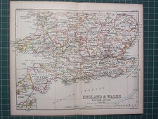 1887 Ancien Carte ~ Angleterre